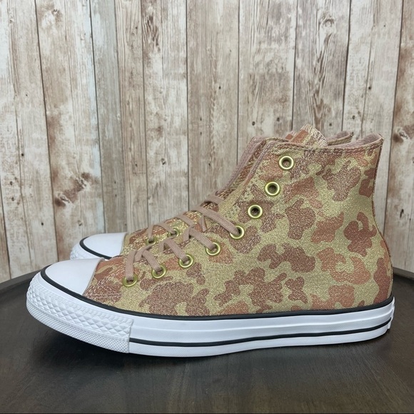 Converse CTAS Hi Particle Beige/Cameo Brown Glitter Sneaker Size 8 Women - Picture 4 of 9